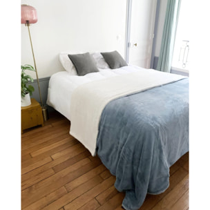 Plaid Couverture Imitation "Lapin" 220x240cm 610g/m² - Cocoon Bleu Gris