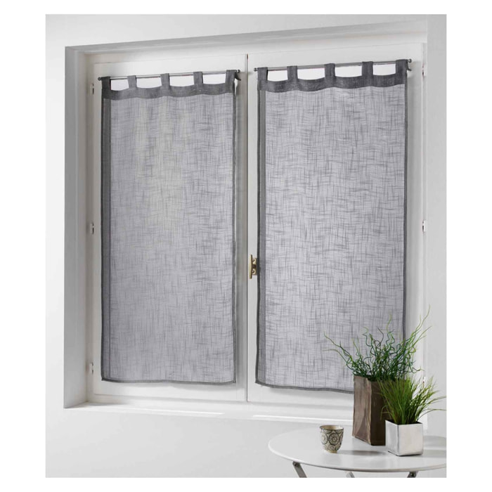 Paire de rideaux voilages  - Effet lin - Gris clair