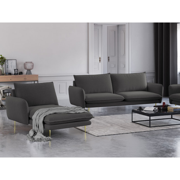 Méridienne gauche "Vienna" en tissu structurel gris foncé