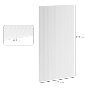 Lot de 14 panneaux polycarbonate alvéolaire 4 mm transparent dim. 121L x 61l cm