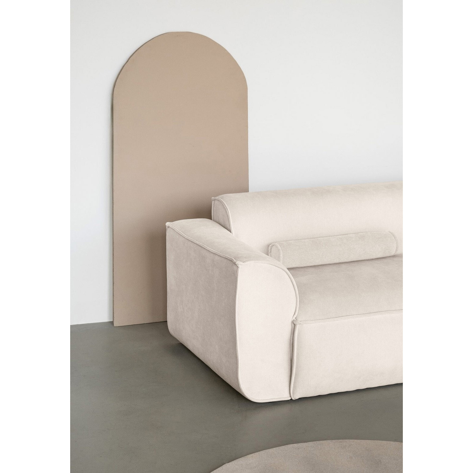 Felix - canapé modulable d'angle droit 5 places en tissu texturé - Beige