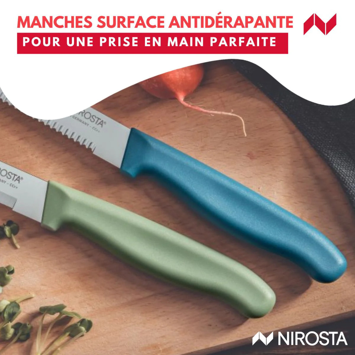 Set de 2 couteaux d’office et à petit déjeuner 22,5 cm Nirosta Elemental