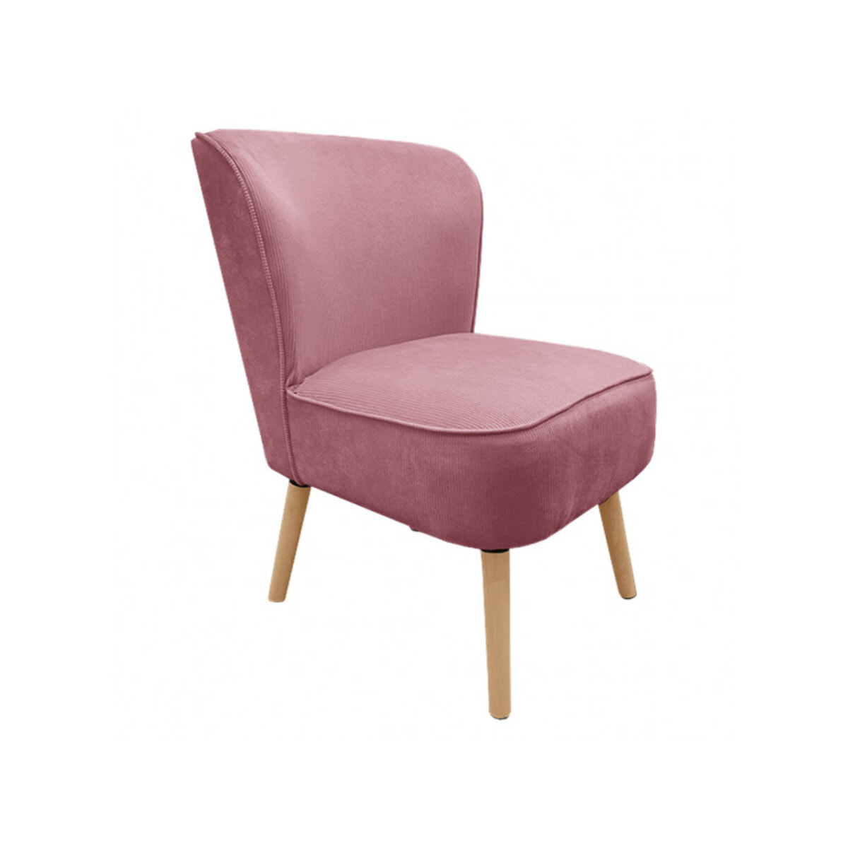 Fauteuil crapaud en velours côtelé et piètement en bois - HAPPY