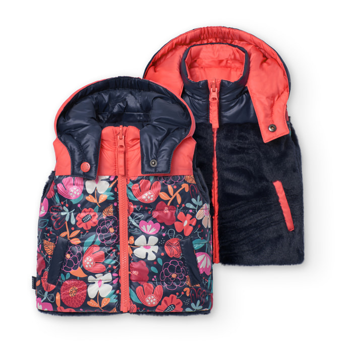 Chaleco reversible flores de bebé niña
