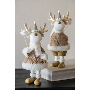 J-Line Renne habits d’hiver - polyrésine - blanc/beige - large - assortiment de 2
