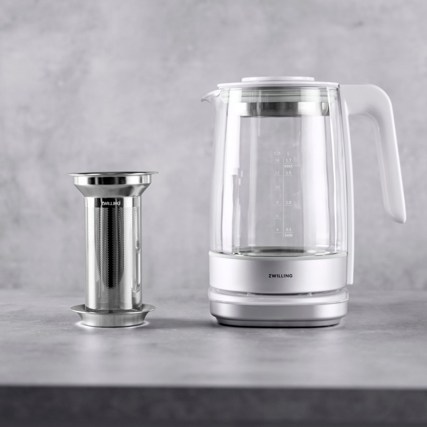 Bouilloire théière électrique en verre ENFINIGY Argent