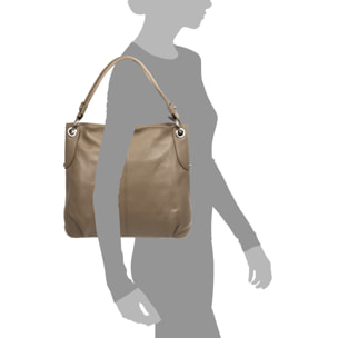 FIRENZE ARTEGIANI Borsa a Spalla da Donna Airole. Dollaro vera pelle Made in Italy 37x14x30 Cm. colore marrone