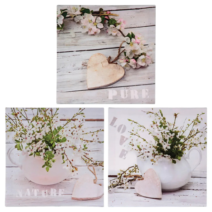 Toile imprimée coeur 28x28cm