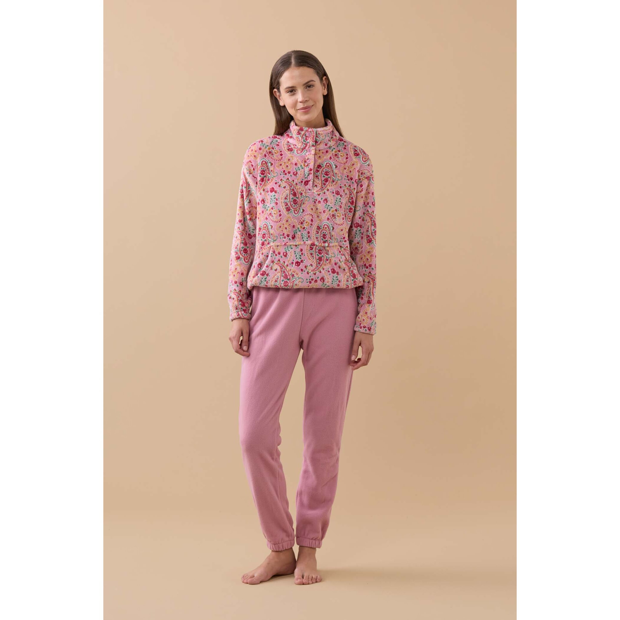 Pigiama donna softy in coral con collo quattro bottoni Noidinotte