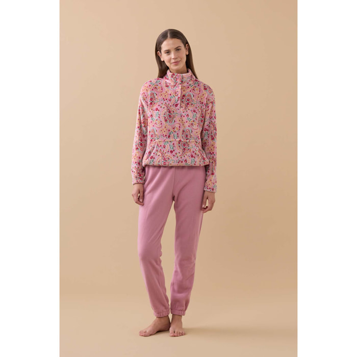 Pigiama donna softy in coral con collo quattro bottoni Noidinotte