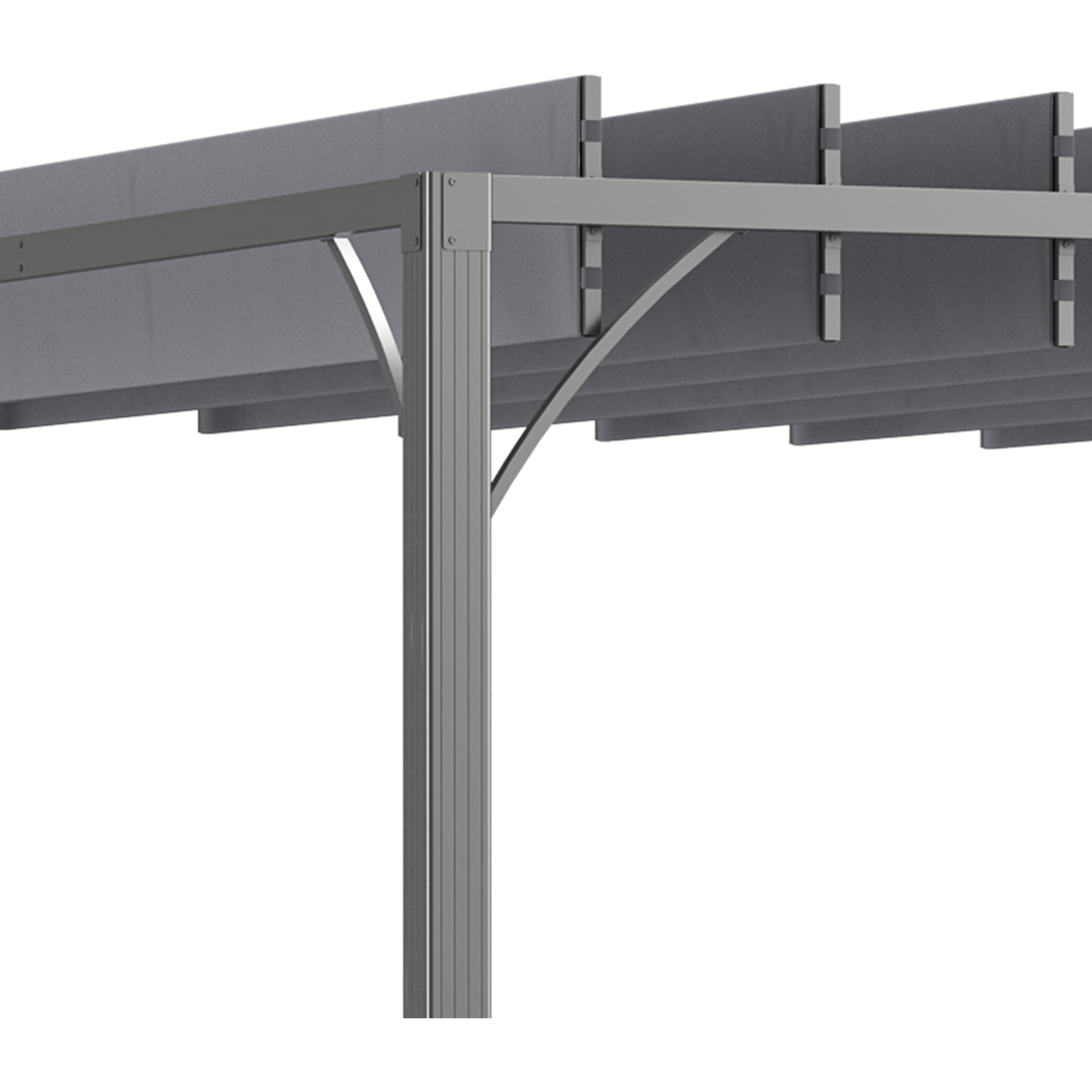 Pergola lames orientables dim. 2,9L x 2,95l x 2,13H m structure alu. acier époxy polyester gris