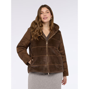 Fiorella Rubino - Chaqueta bimaterial con capucha - Marrón