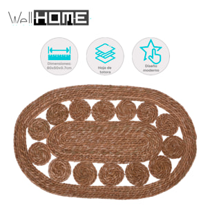 Alfombra ovalada de hoja de totora 80x50cm