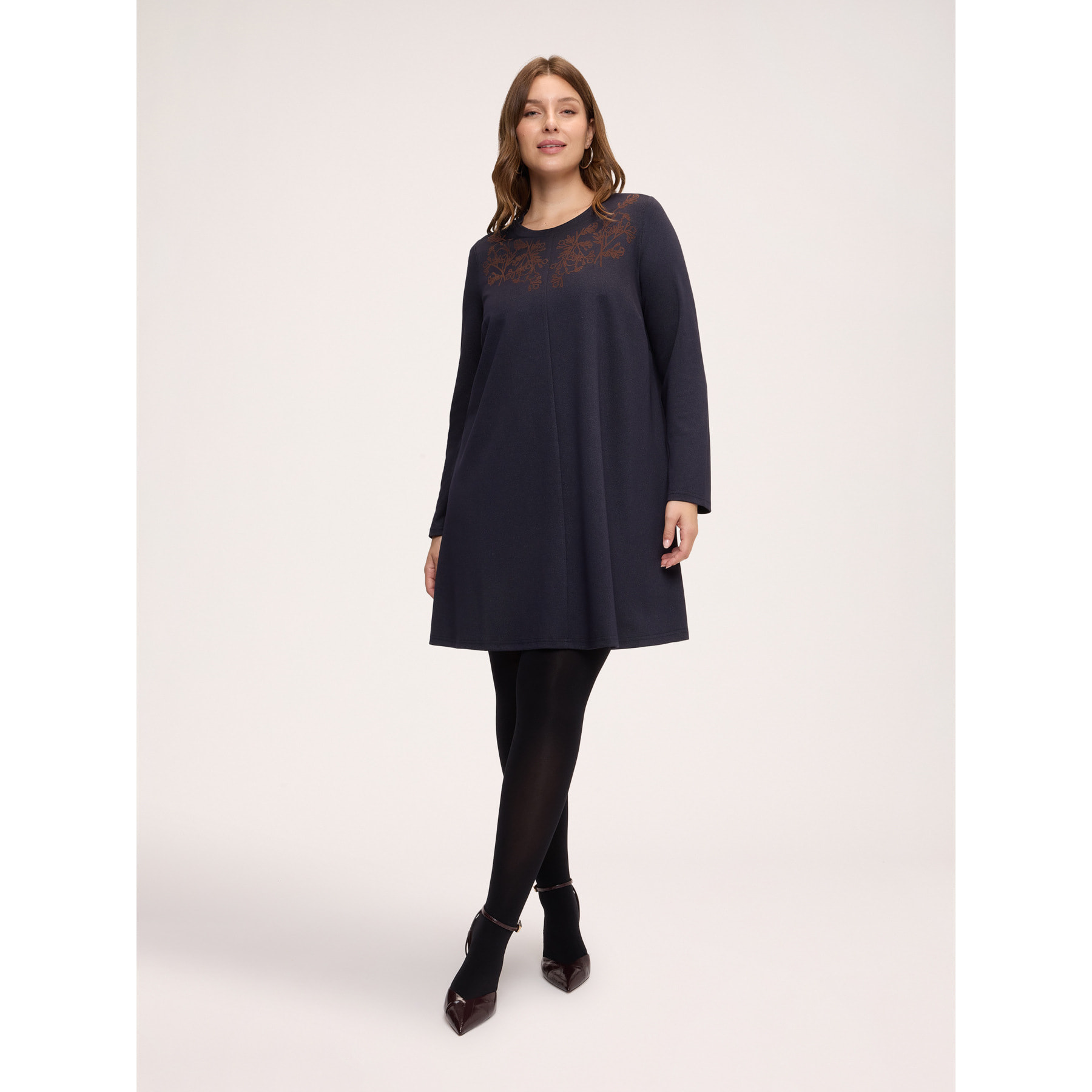 Fiorella Rubino - Vestito corto a linea A con ricamo floreale - Blu