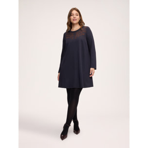 Fiorella Rubino - Vestito corto a linea A con ricamo floreale - Blu