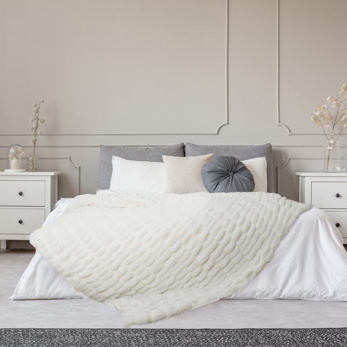 Plaid - HOME DECO FACTORY - Luxury - Imitation Fourrure - Blanc