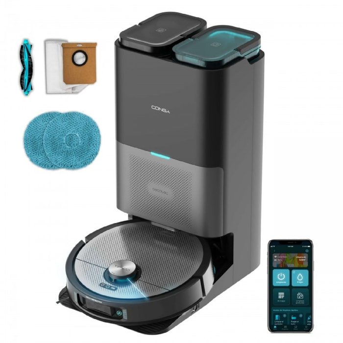 Cecotec Robot aspirateur Conga 16090 AI SpinArm Home&Wash