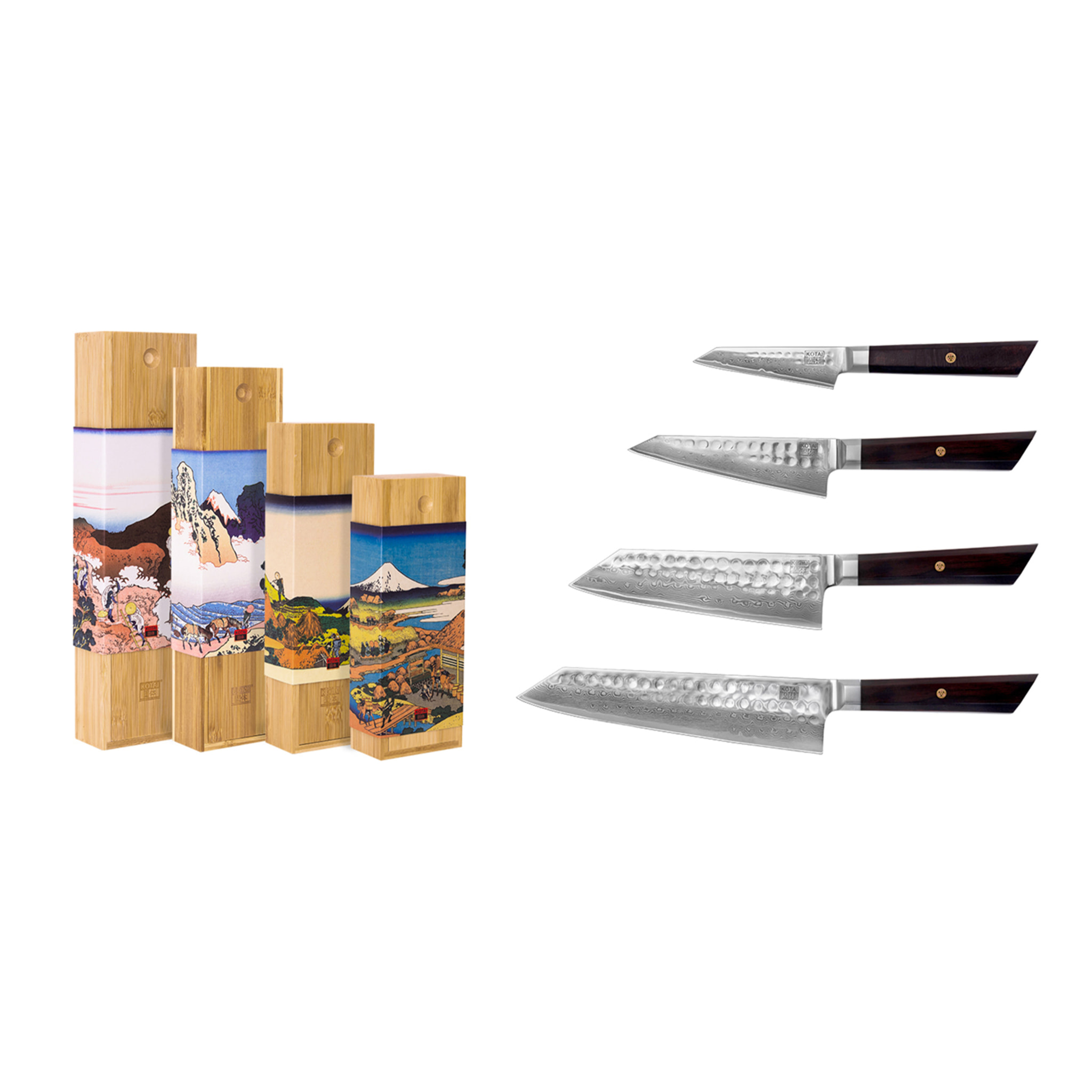 Set complet de couteaux (4 pièces) - Collection Bunka Damas