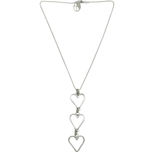 Collar triple corazón en caida a 40cm chapado plata