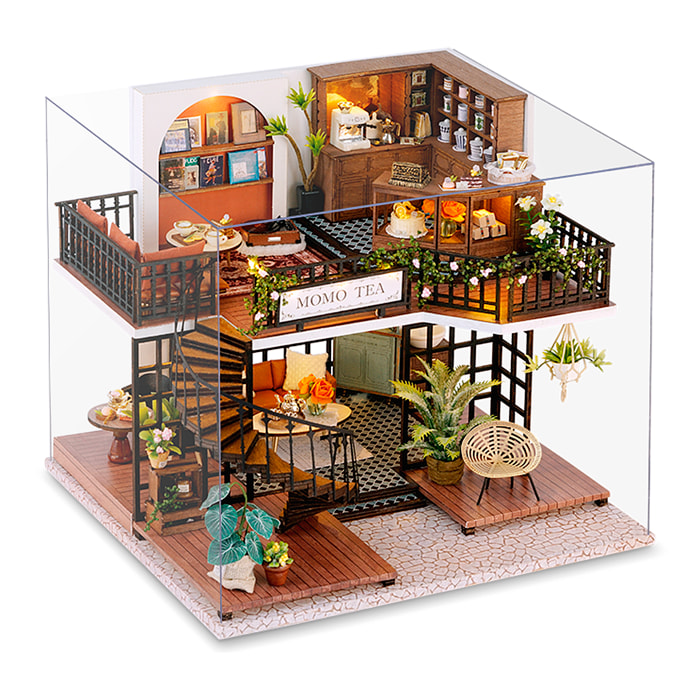 Salón del Té de Momo. Maqueta 3D realista con gran detalle, cubierta antipolvo y luces led.