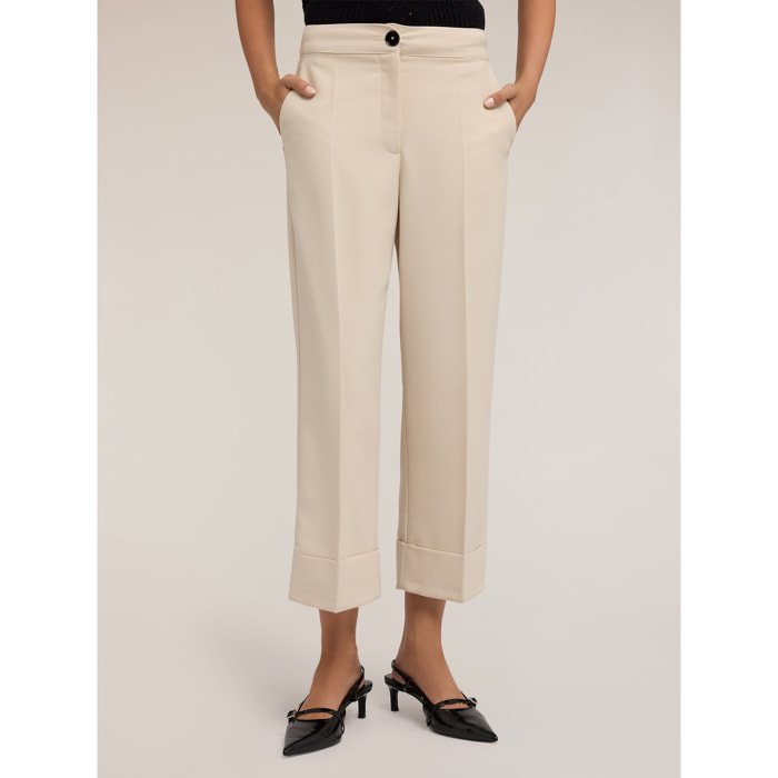 Motivi - Pantalones cropped de crepé - Blanco