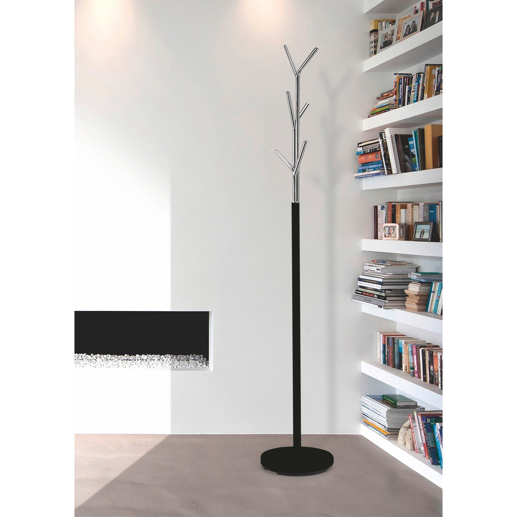 Perchero Árbol metal negro y cromo 175x31x31 cm