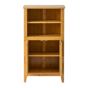Mobiletto bagno in legno di bamboo con 1 anta e 3 ripiani 66x33x87 cm