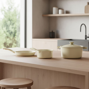 Batterie de cuisine de 5 pièces en aluminium recyclé crème - tous feux PURE