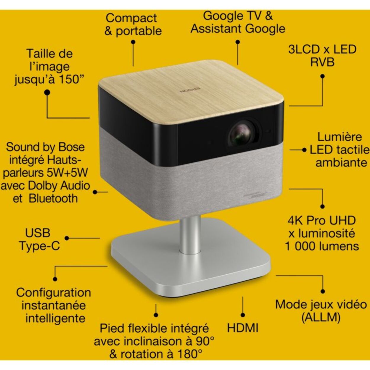 Vidéoprojecteur portable EPSON EF-72 2025 PRO son signé Bose