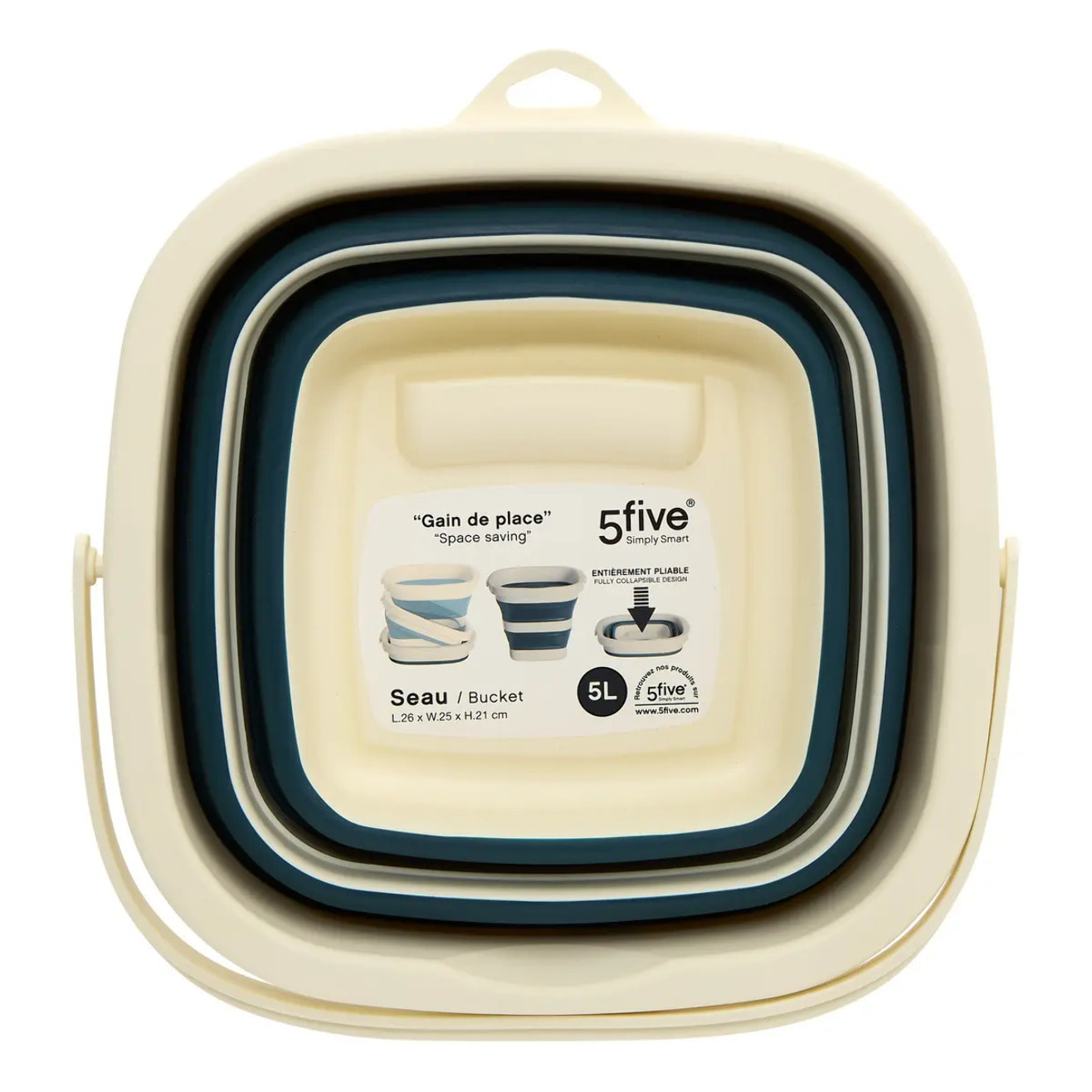 Seau rétractable 5L 25x25cm bleu