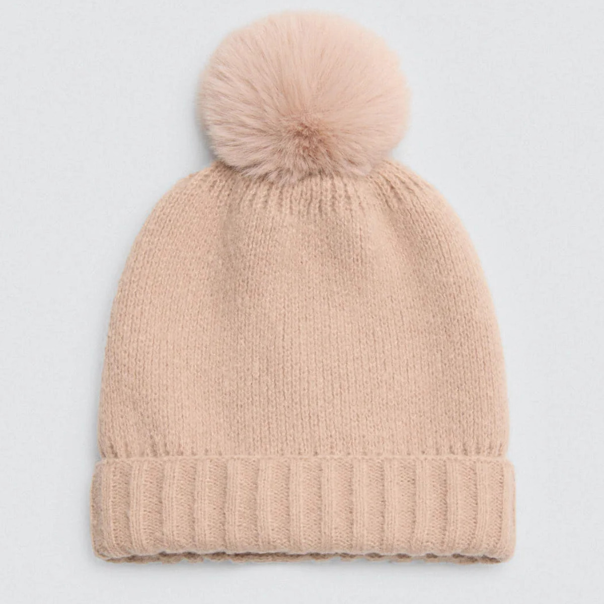 Cappello con pompon beige