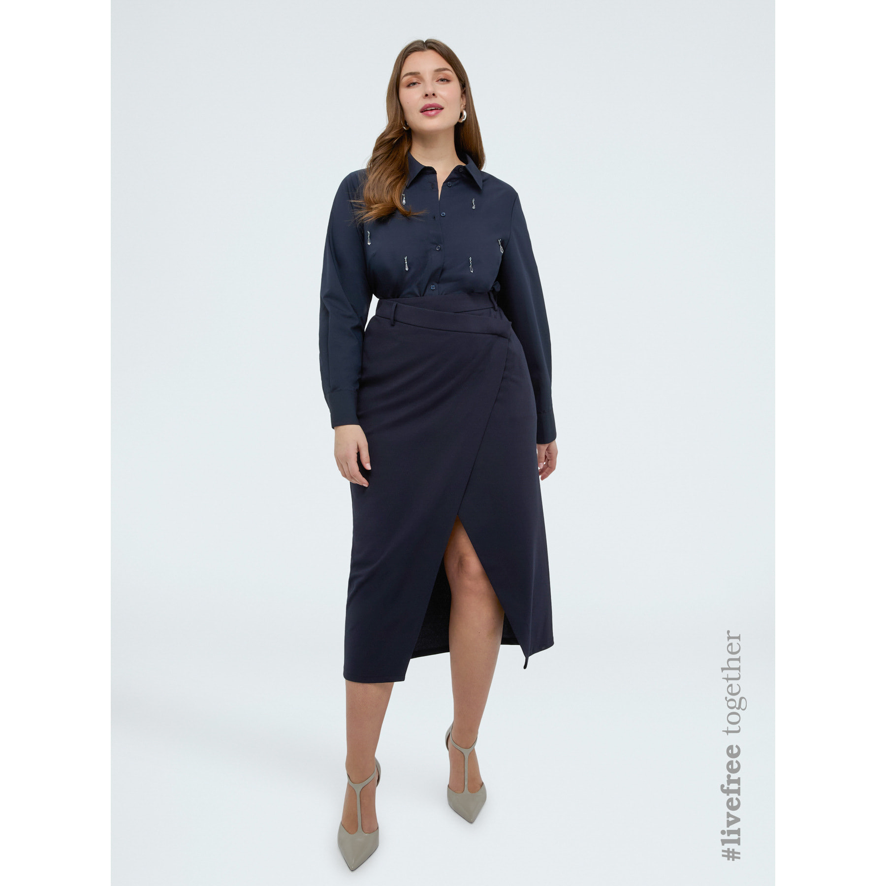 Fiorella Rubino - Camisa con aplicaciones crystal - Azul