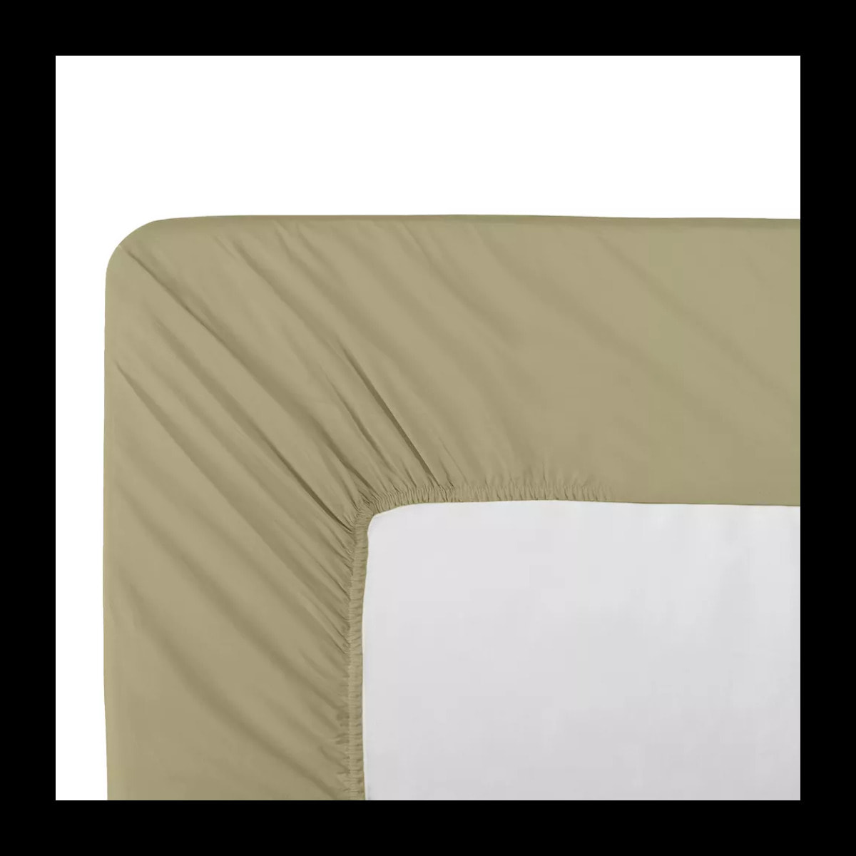 Drap housse b30 percale de coton uni beige La percale francaise champagne
