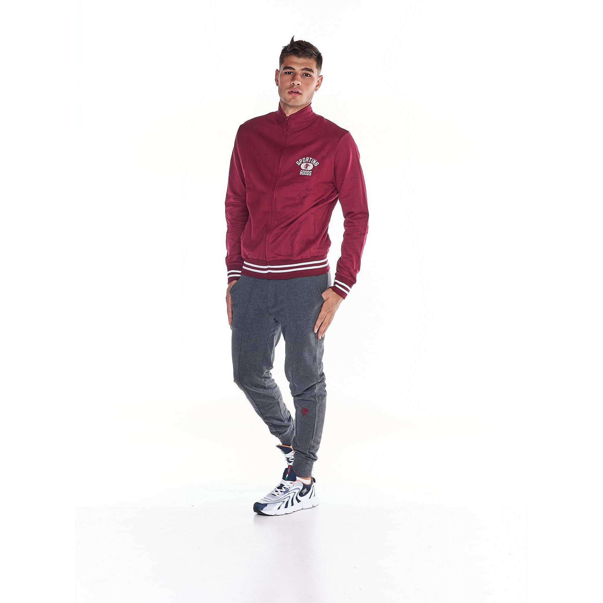 Chándal universitario con cremallera completa y cuello alto para hombre