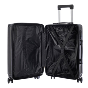 Set di 3 valigie Trolley, in materiale leggero ABS ad alta resistenza con angoli rinforzati. Chiusura combinata e 4 ruote doppie removibili e girevoli a 360°.