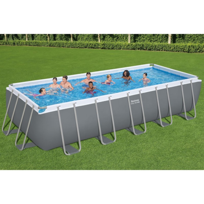 Bestway Piscine hors sol tubulaire rectangulaire Bestway Steel Pro Max 640 x 274 x 132 cm gris