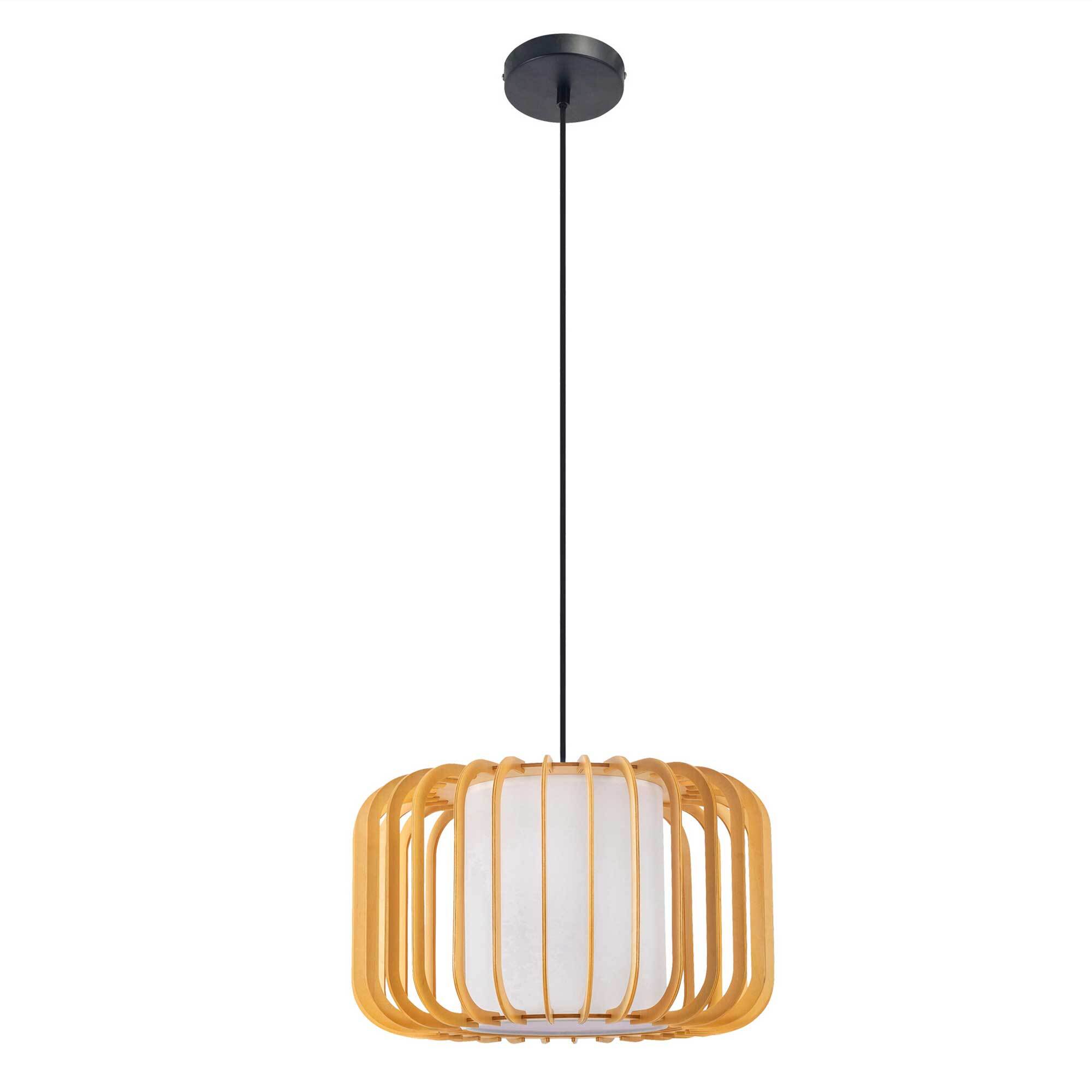 Forlight Viva lampara colgante en negro y madera clara para bombilla E27