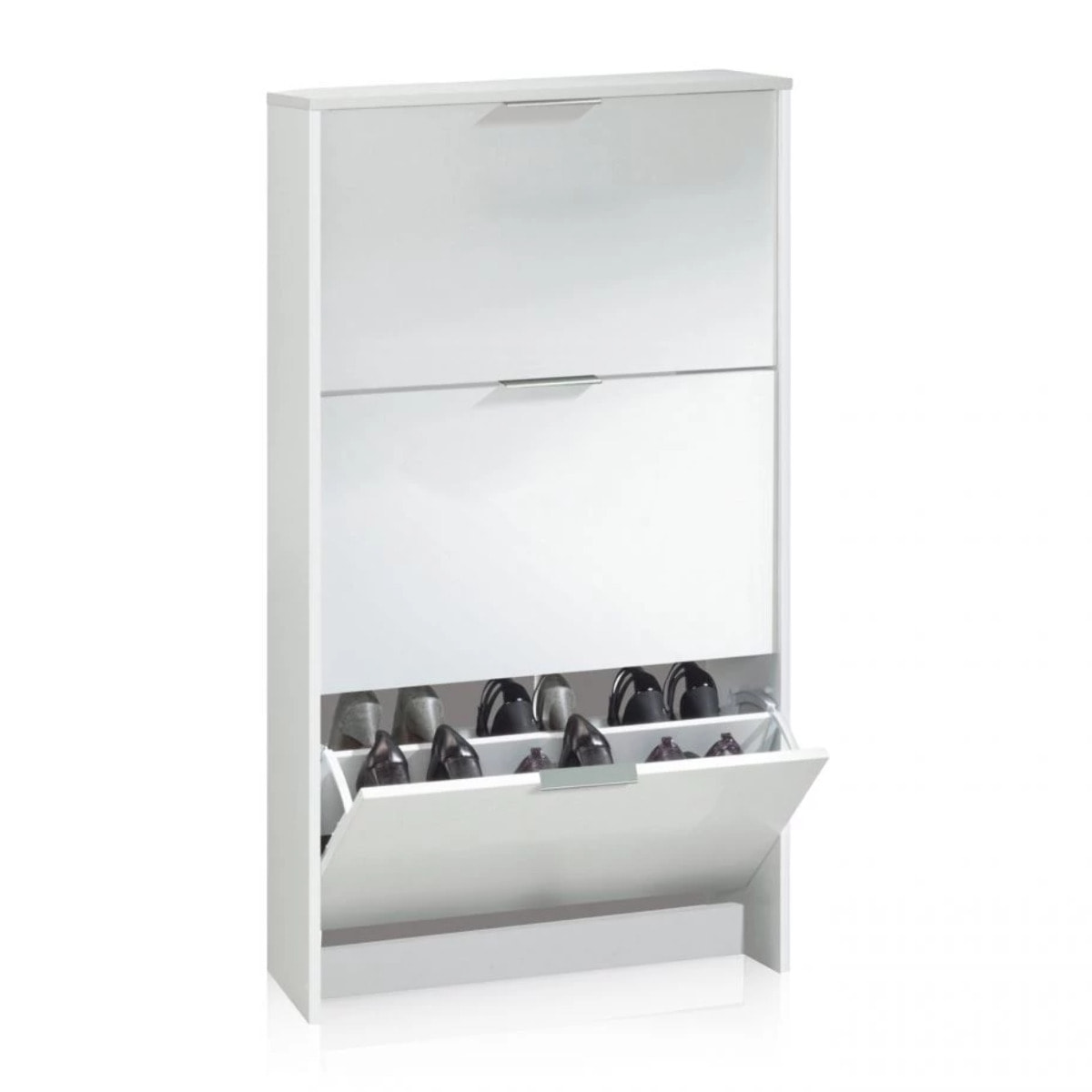 Zapatero de 3 puertas abatibles en blanco 60x113 cm Remi Blanco