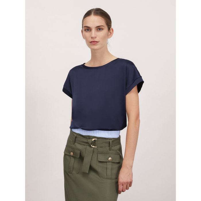 Motivi - Camiseta bimaterial - Azul