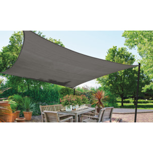Voile d'ombrage rectangulaire gris 4x6m