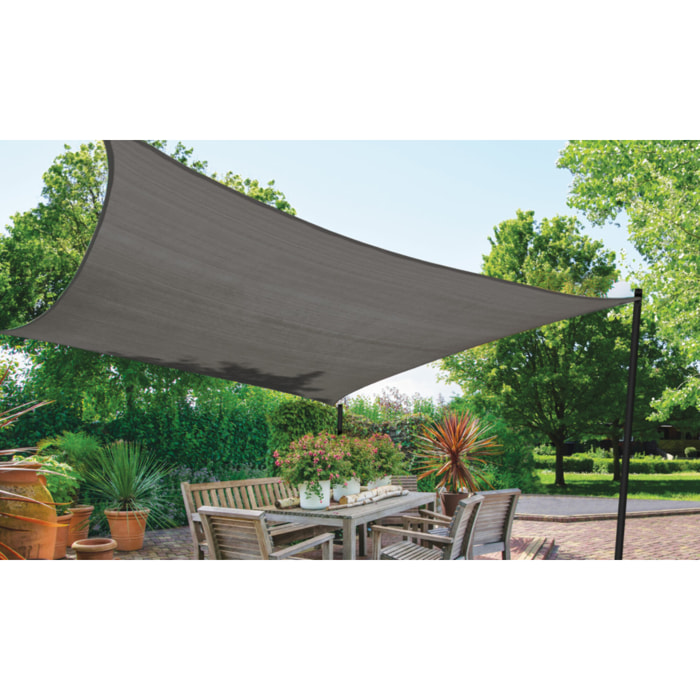 Voile d'ombrage rectangulaire gris 4x6m