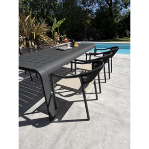 HANOI - Ensemble repas de jardin en aluminium 6 places coloris anthracite