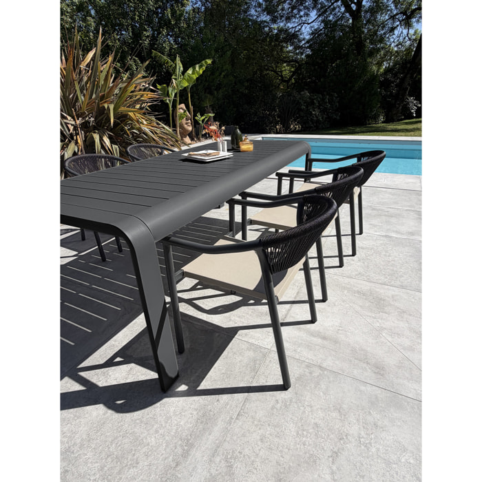 HANOI - Ensemble repas de jardin en aluminium 6 places