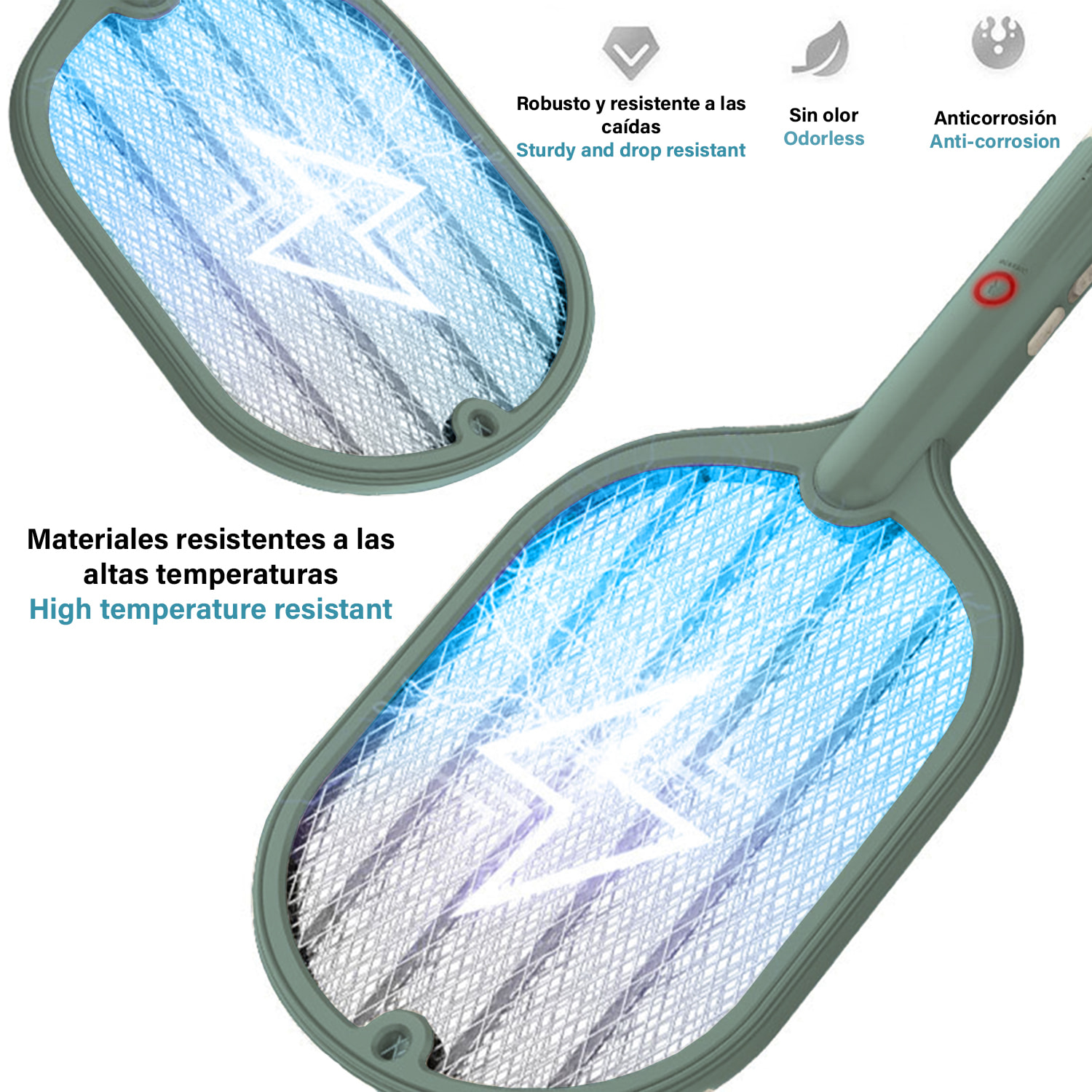 Racchetta elettrica WP-07 uccide zanzare, mosche e falene. Batteria al litio. Luce ultravioletta 360°.