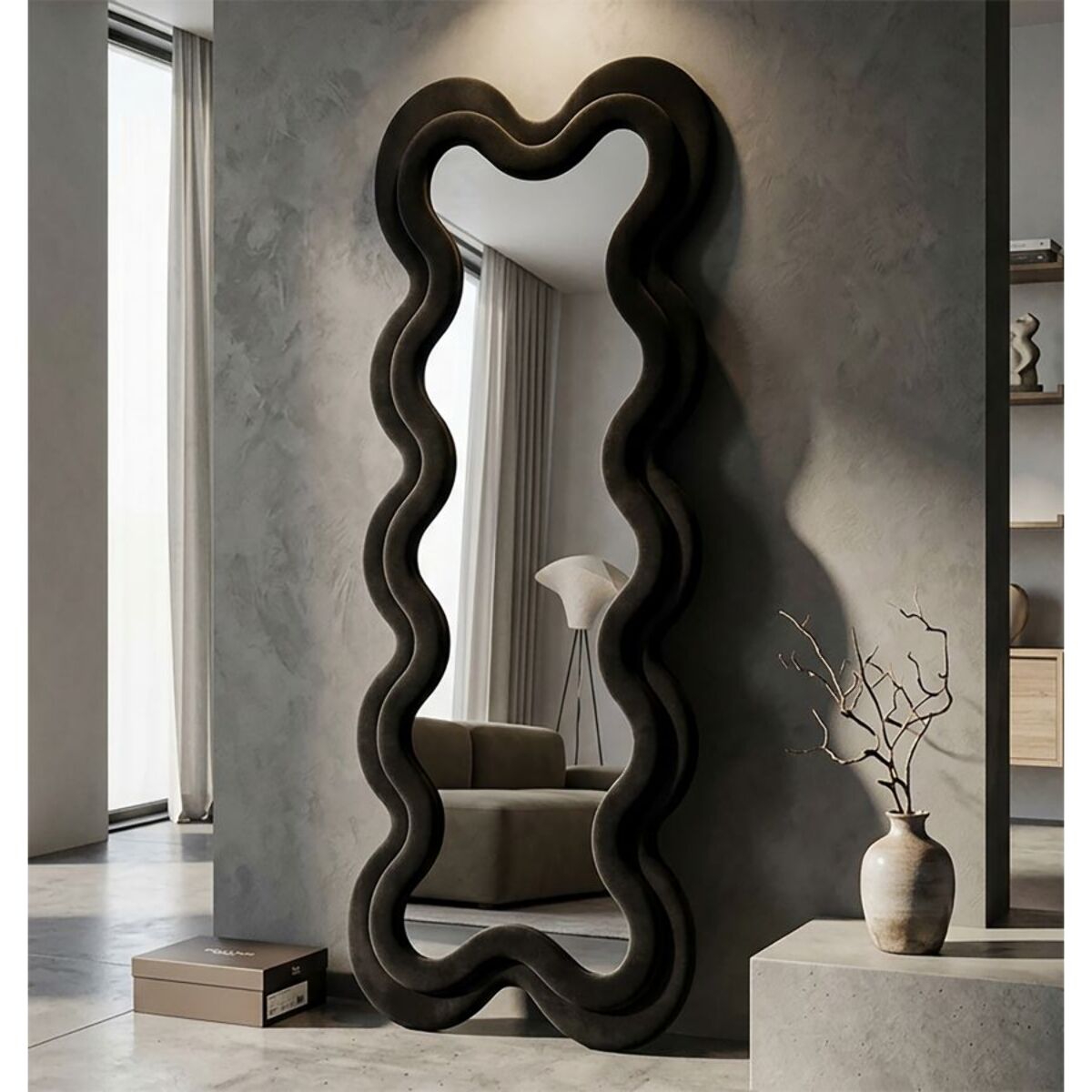 SPECCHIO DA MURO MONICA NERO CM 58X4X160 (MISURA SPECCHIO CM 39X124)