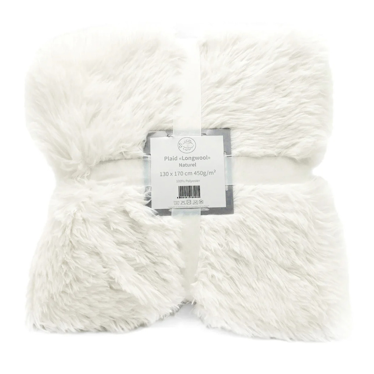 Plaid imitation poils longs 130x170cm 450g/m² - Longwool naturel