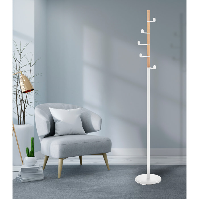 Perchero Bosquet madera-metal roble-blanco 176x28x28 cm