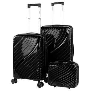 Juego De Maletas Rígidas Pp Itaca Danubio Negro