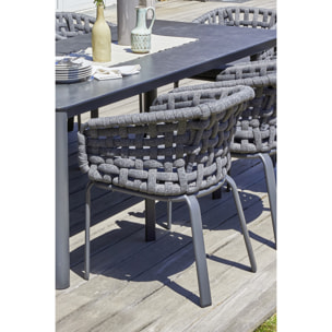 CAMARGUE - Fauteuil de jardin en corde tissée et aluminium gris anthracite