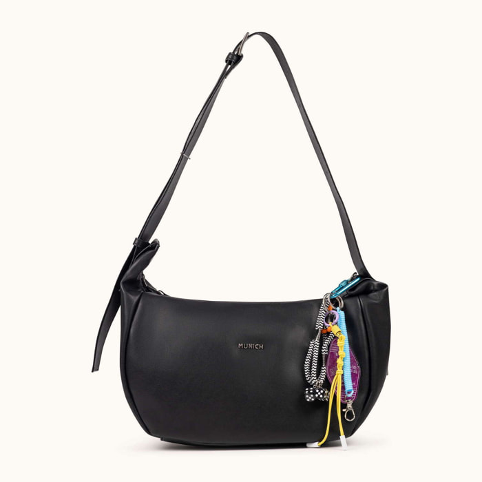 Bolso Hobo Negro con Asa Regulable y Charms CHARMS HOBO BLACK